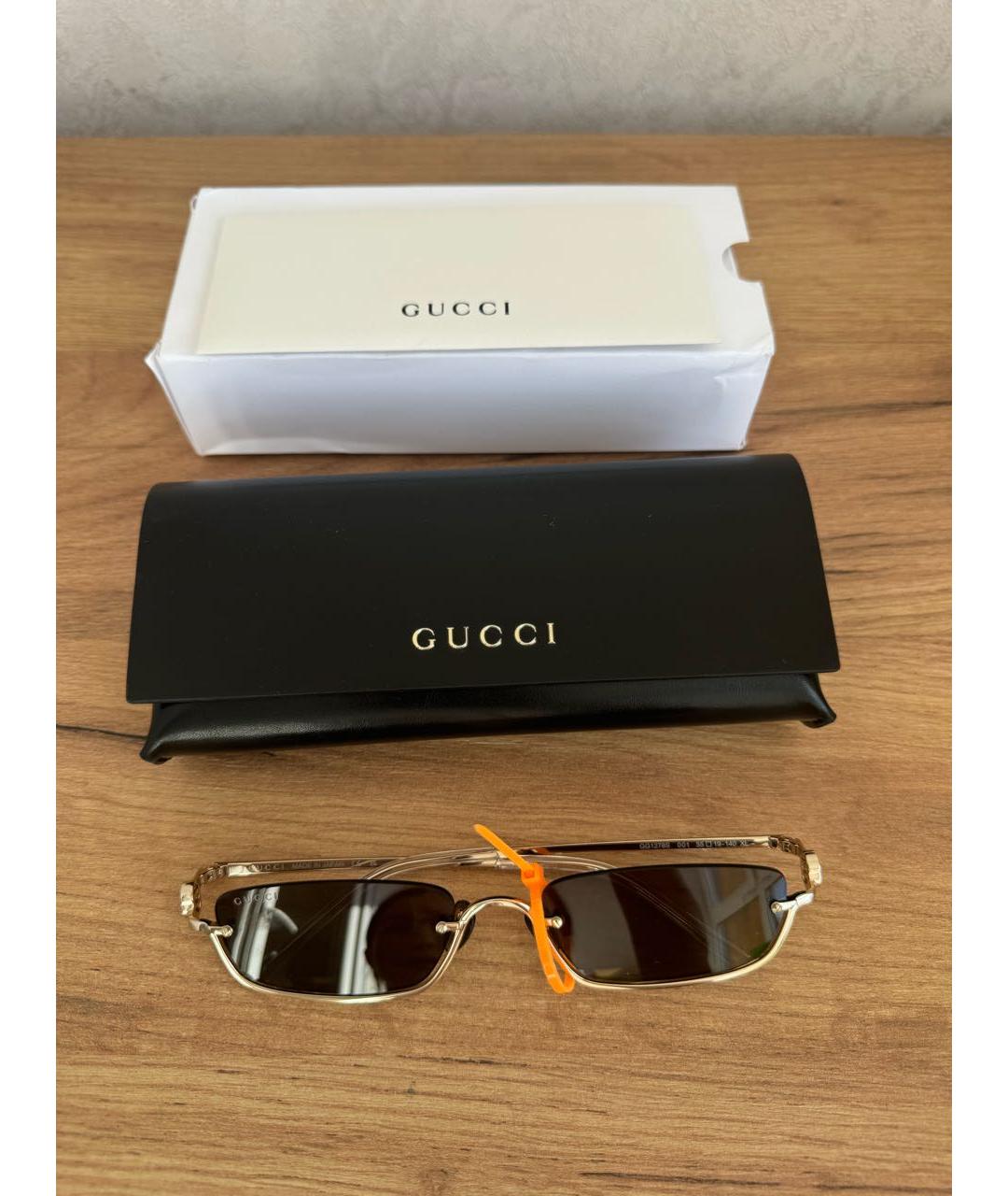 GUCCI Золотые металлические солнцезащитные очки, фото 4