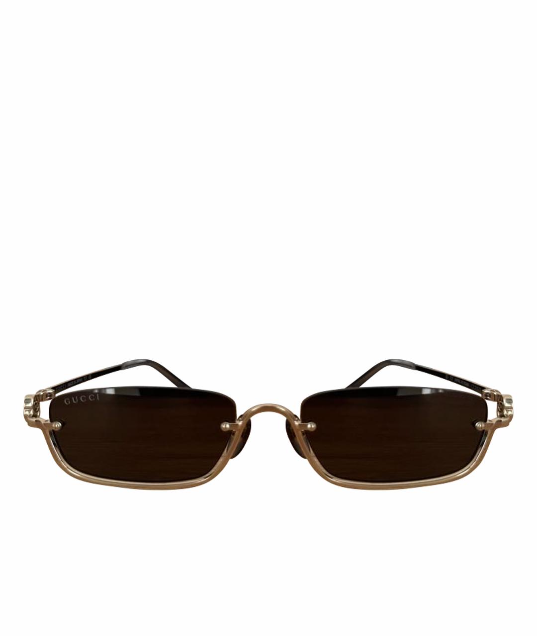 GUCCI Золотые металлические солнцезащитные очки, фото 1