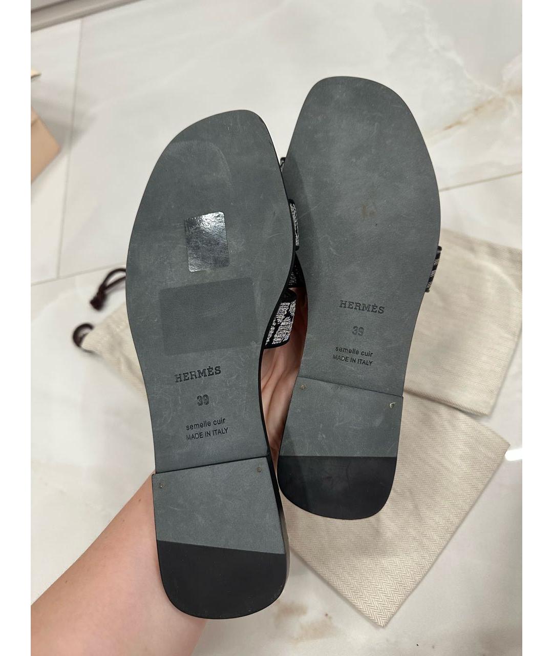 HERMES Черные шлепанцы, фото 3