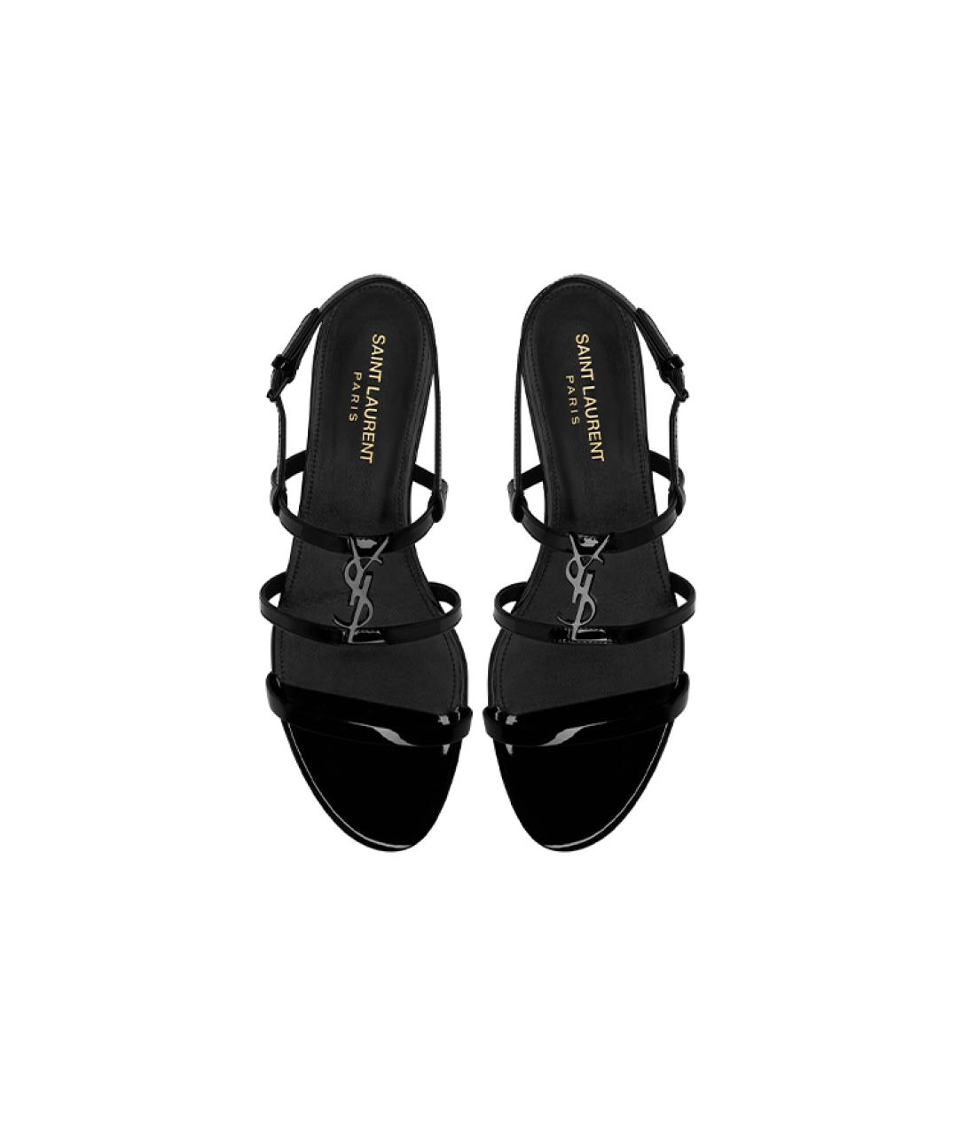 SAINT LAURENT Черные сандалии из лакированной кожи, фото 4
