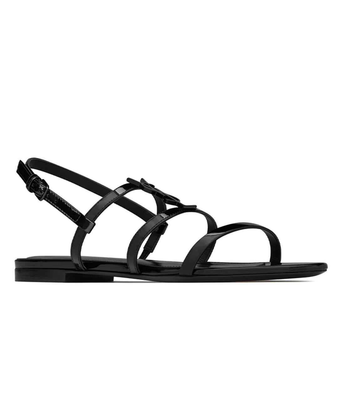 SAINT LAURENT Черные сандалии из лакированной кожи, фото 3