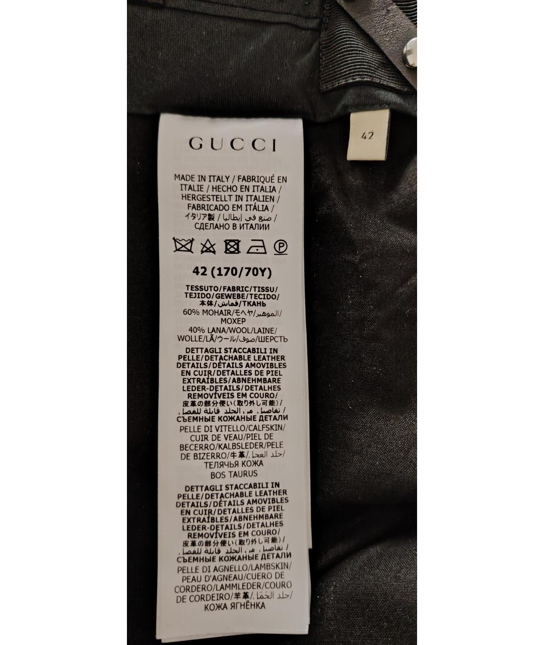 GUCCI Черные шерстяные брюки широкие, фото 5