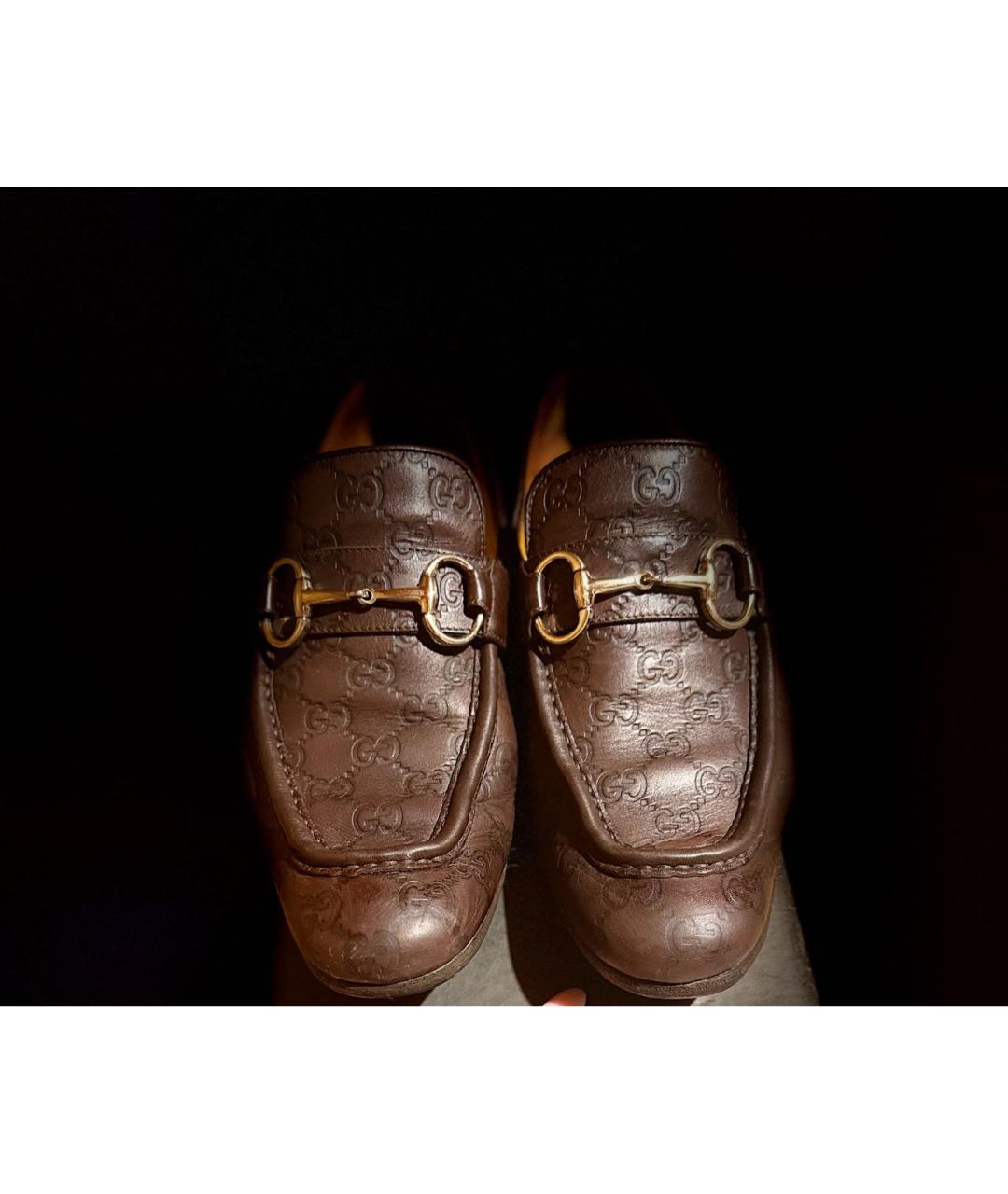 GUCCI Коричневые кожаные лоферы, фото 2