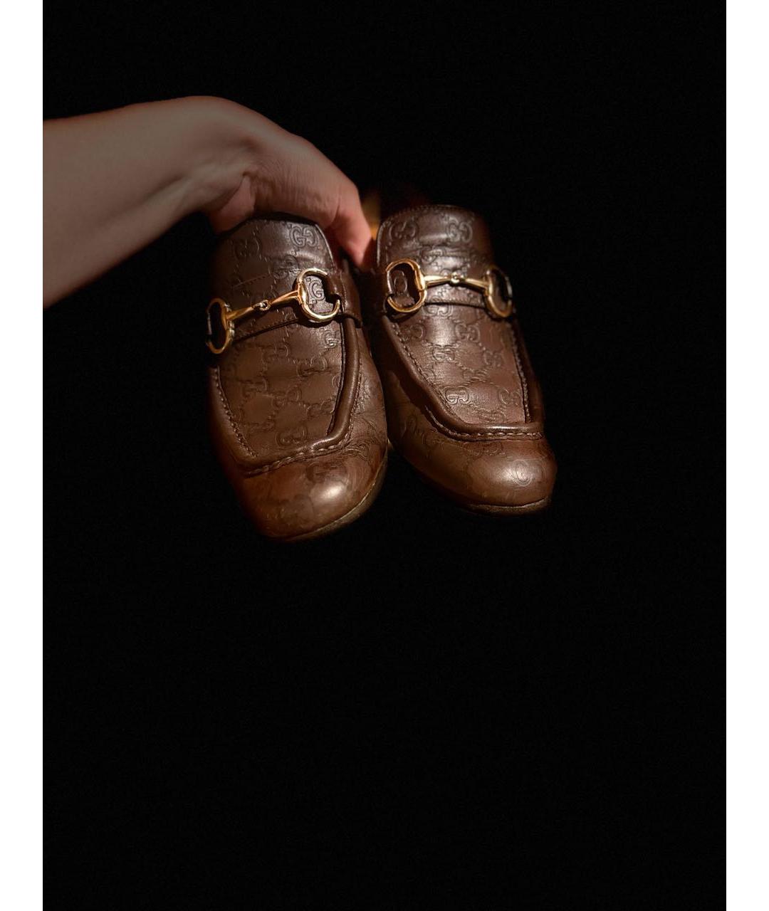 GUCCI Коричневые кожаные лоферы, фото 4
