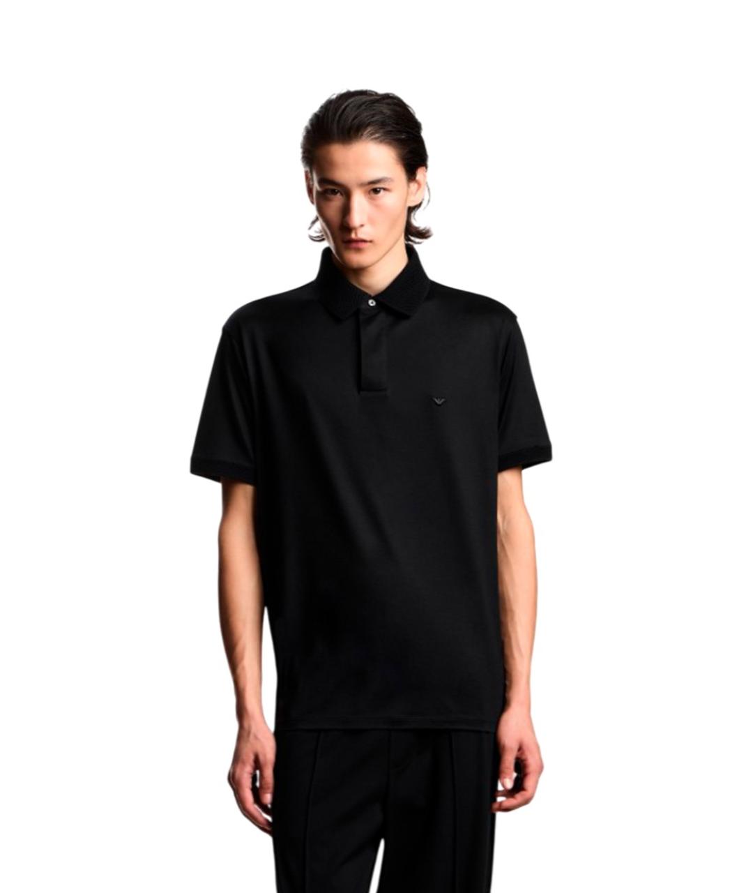 EMPORIO ARMANI Черное поло с коротким рукавом, фото 2