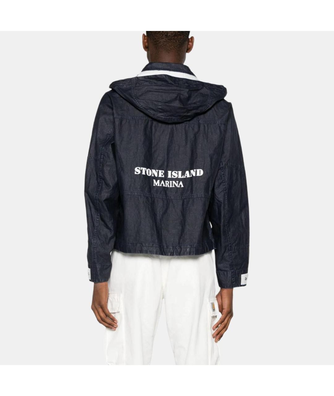 STONE ISLAND Темно-синяя льняная куртка, фото 4