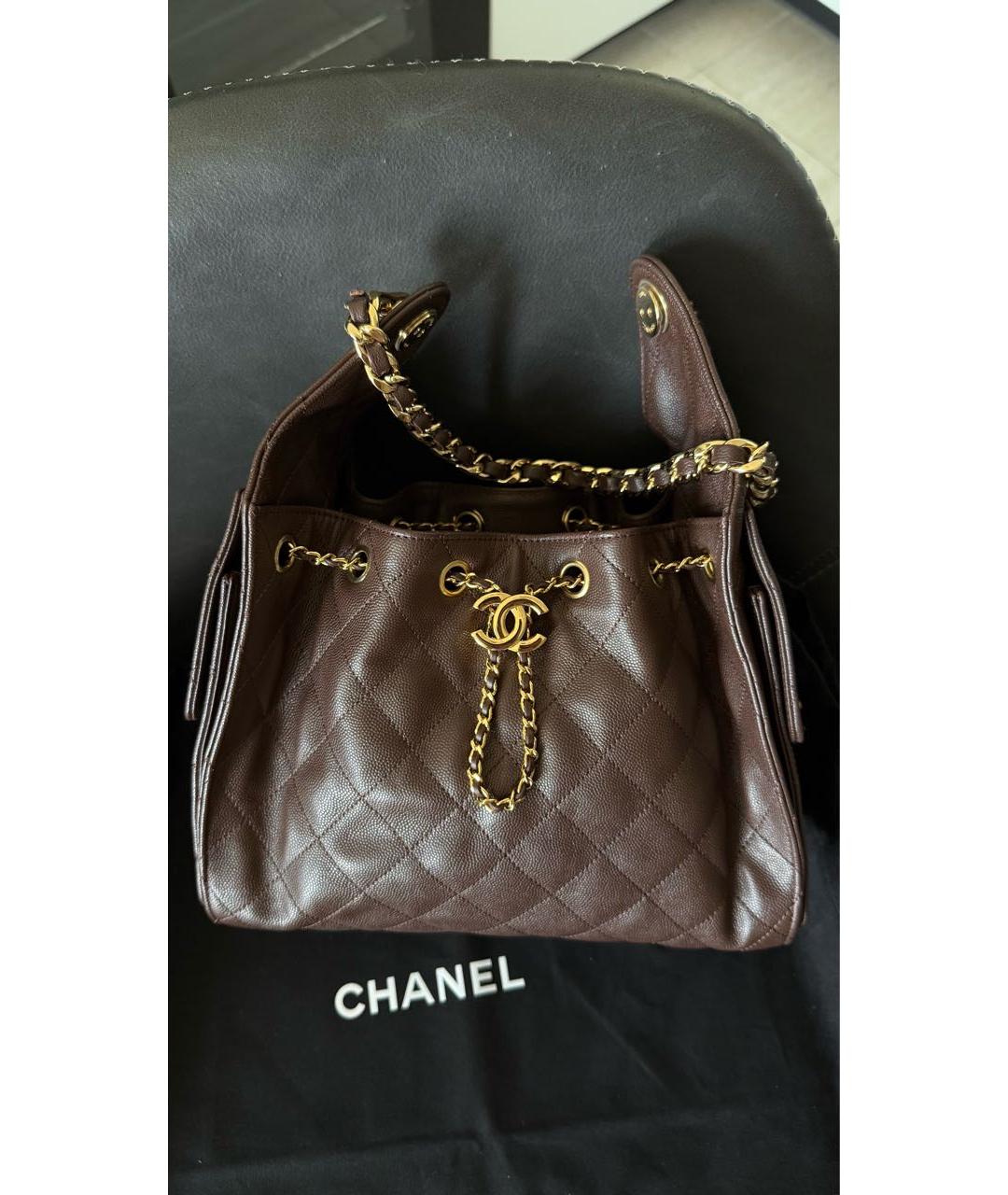CHANEL Коричневая кожаная сумка через плечо, фото 2