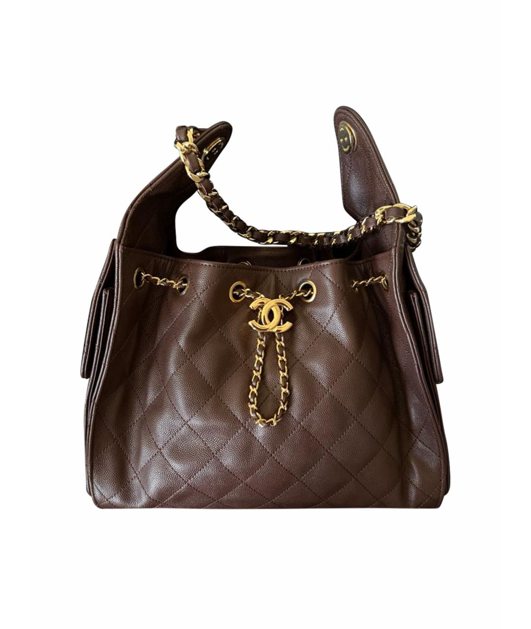 CHANEL Коричневая кожаная сумка через плечо, фото 1