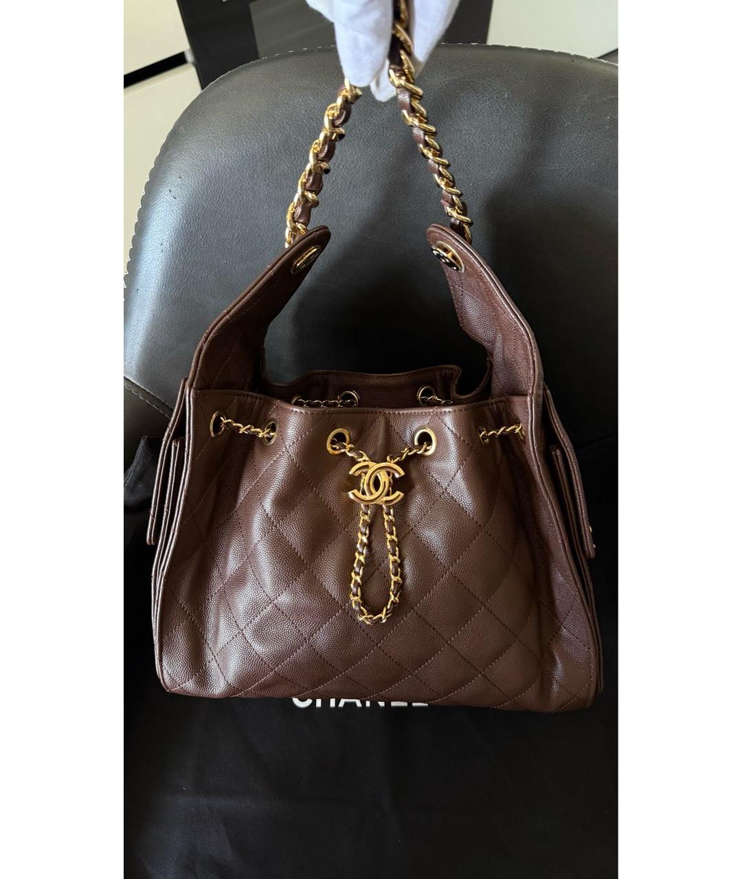 CHANEL Коричневая кожаная сумка через плечо, фото 3
