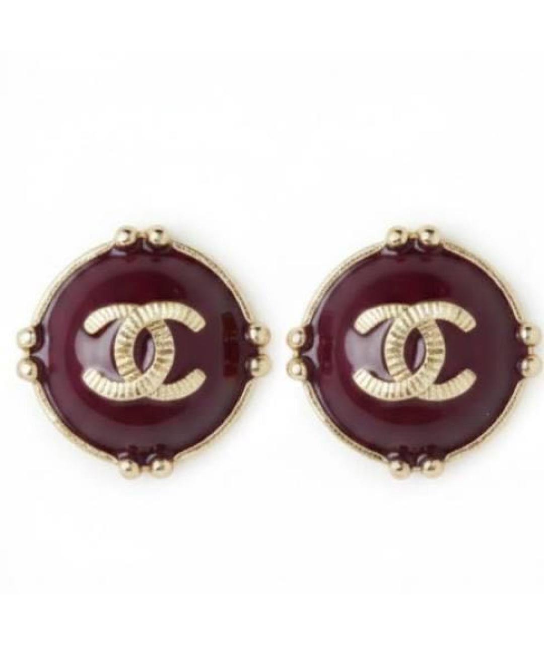 CHANEL Бордовые металлические серьги, фото 9