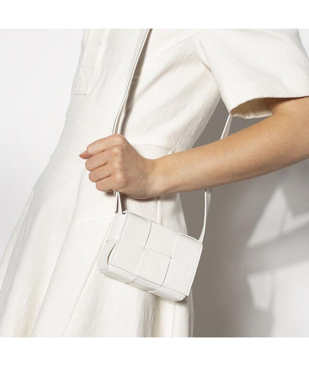 BOTTEGA VENETA Белая кожаная сумка через плечо, фото 4