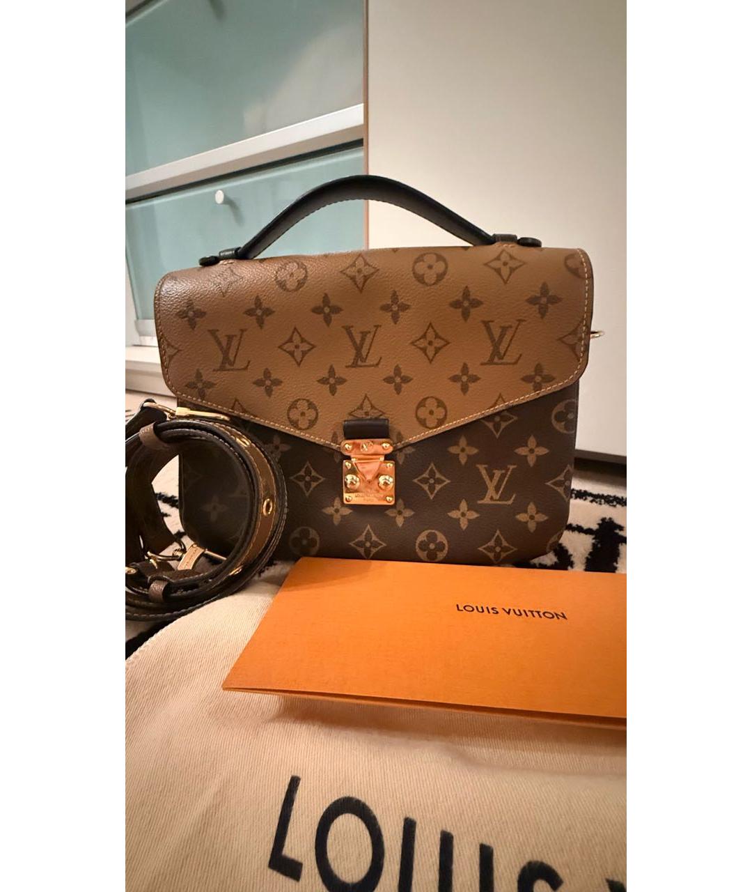LOUIS VUITTON Коричневая кожаная сумка через плечо, фото 7