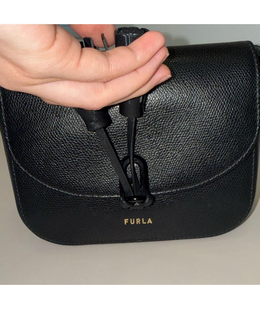 FURLA Черная кожаная сумка через плечо, фото 4
