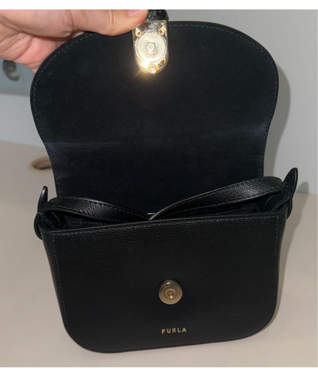 FURLA Черная кожаная сумка через плечо, фото 3
