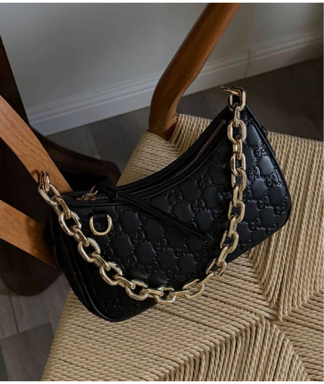 GUCCI Черная кожаная сумка через плечо, фото 4