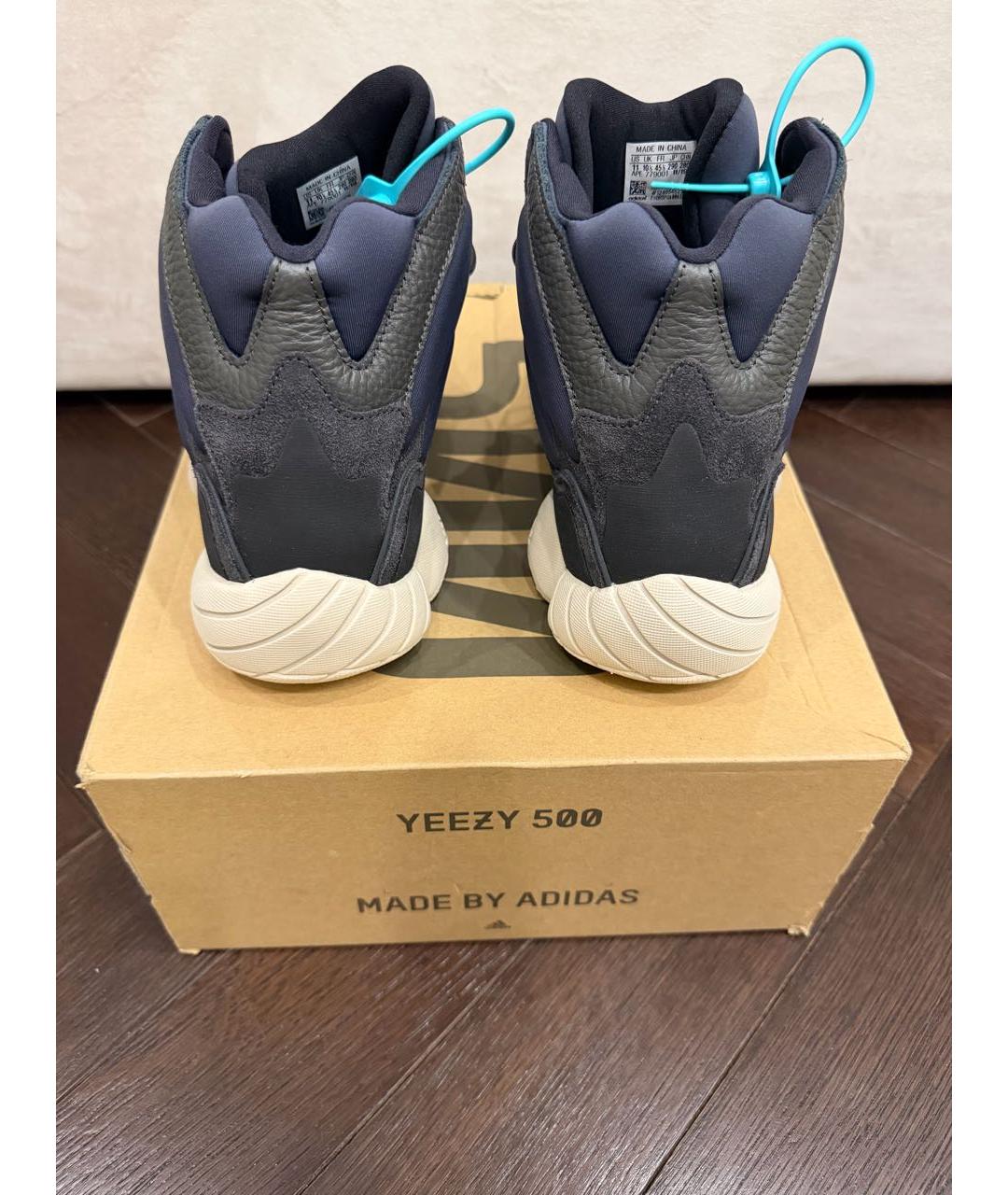 ADIDAS YEEZY Темно-синие замшевые высокие кроссовки / кеды, фото 3
