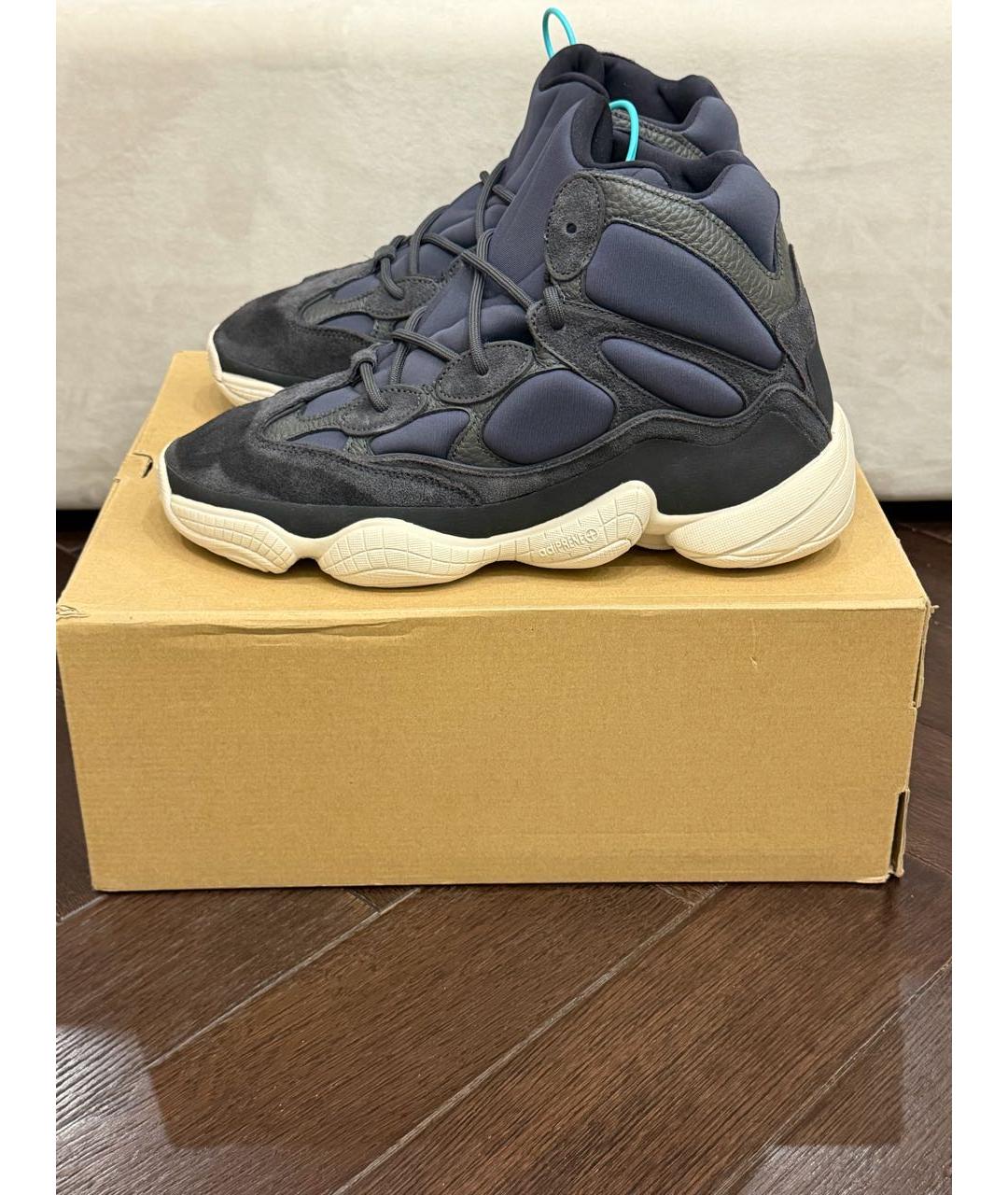 ADIDAS YEEZY Темно-синие замшевые высокие кроссовки / кеды, фото 8