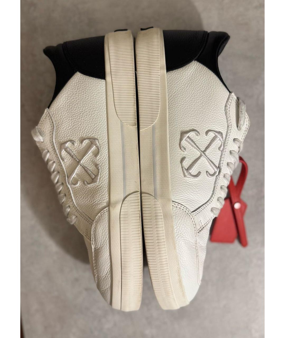OFF-WHITE Белые кожаные низкие кроссовки / кеды, фото 3