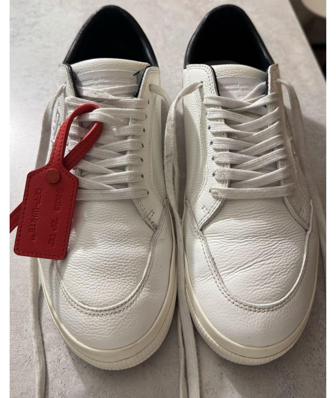 OFF-WHITE Белые кожаные низкие кроссовки / кеды, фото 5