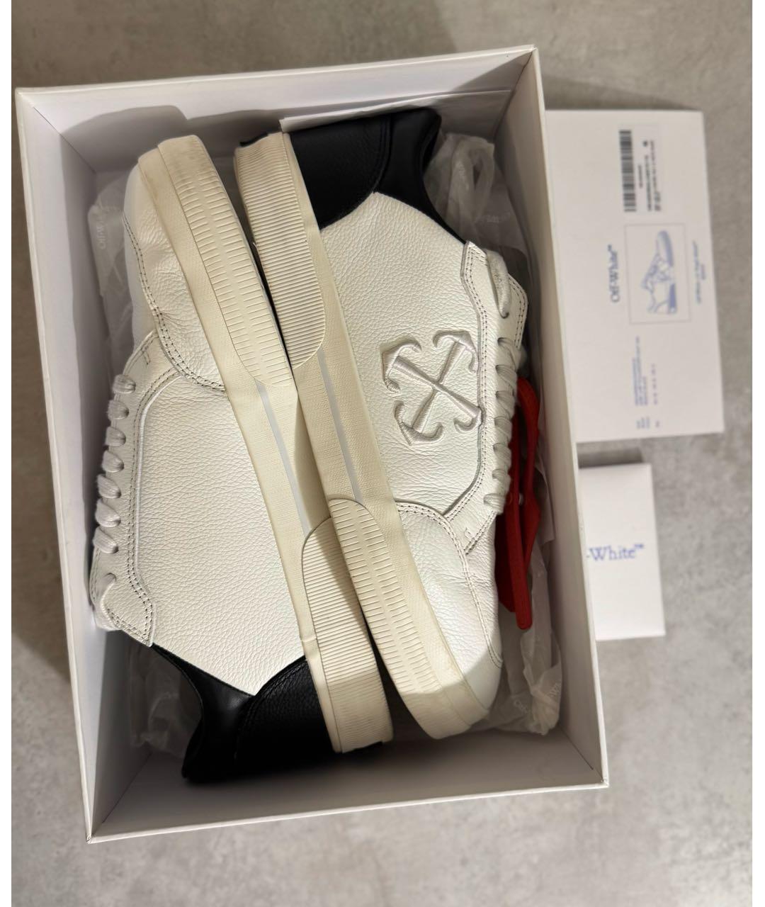 OFF-WHITE Белые кожаные низкие кроссовки / кеды, фото 2