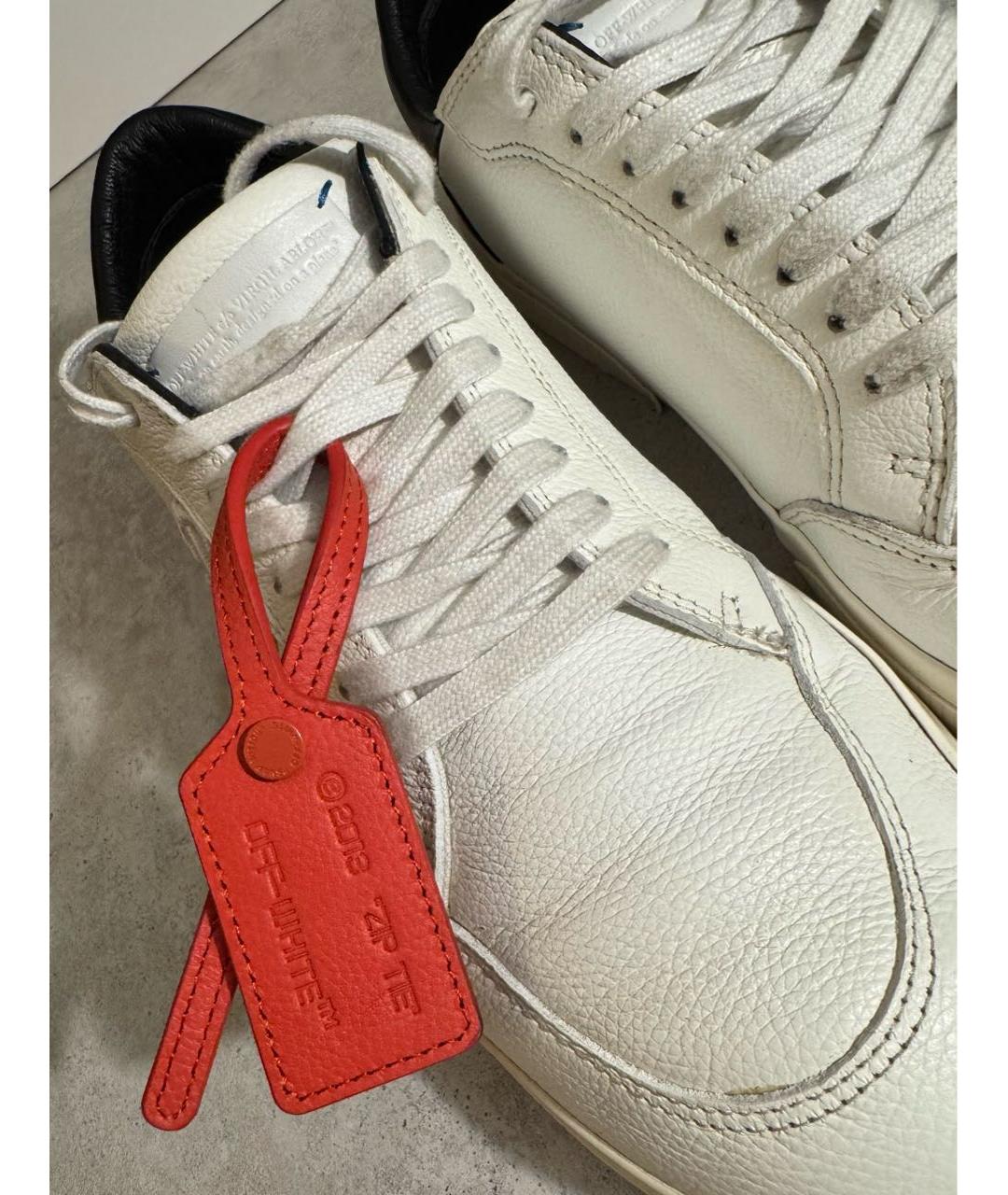 OFF-WHITE Белые кожаные низкие кроссовки / кеды, фото 8