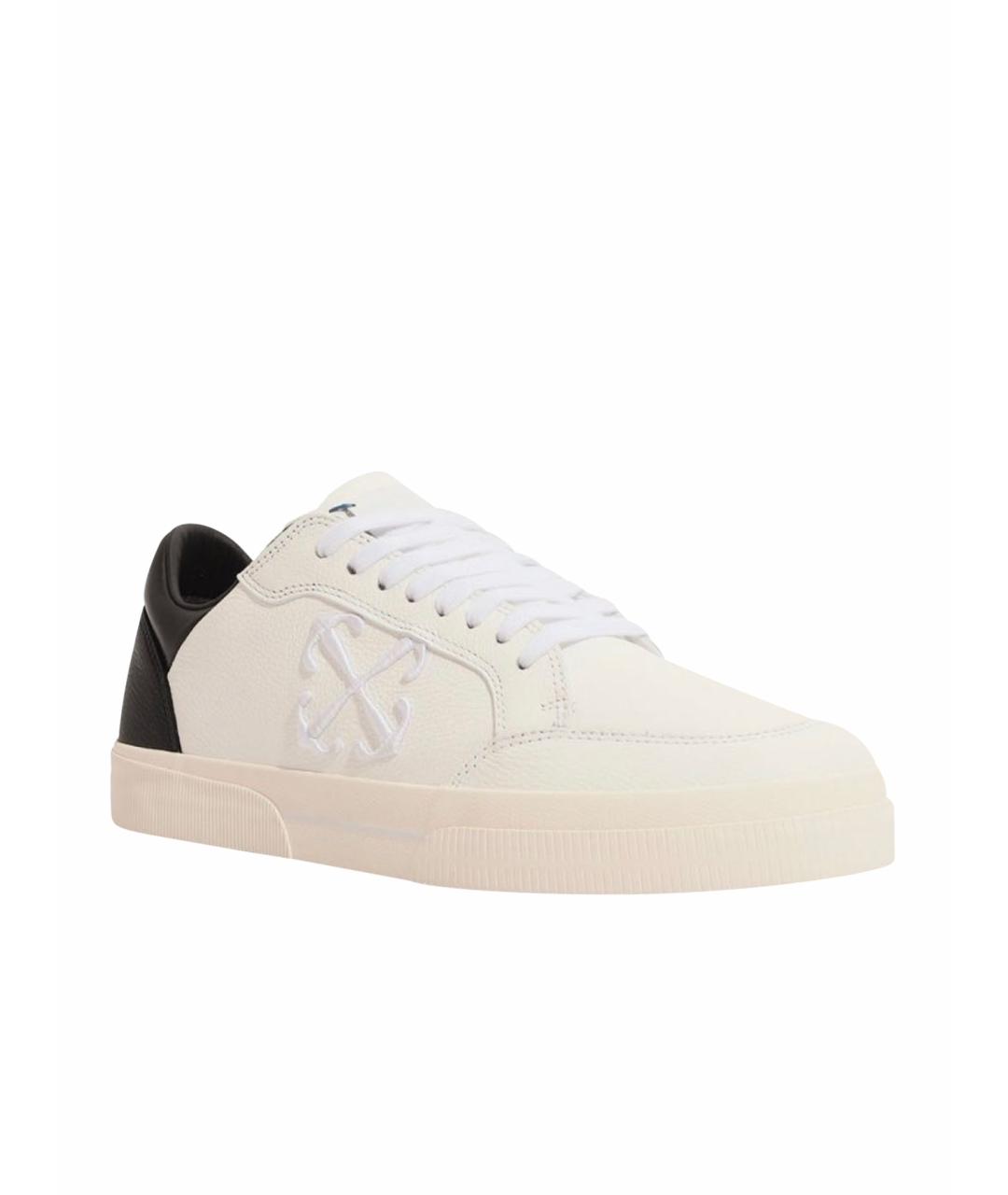 OFF-WHITE Белые кожаные низкие кроссовки / кеды, фото 1