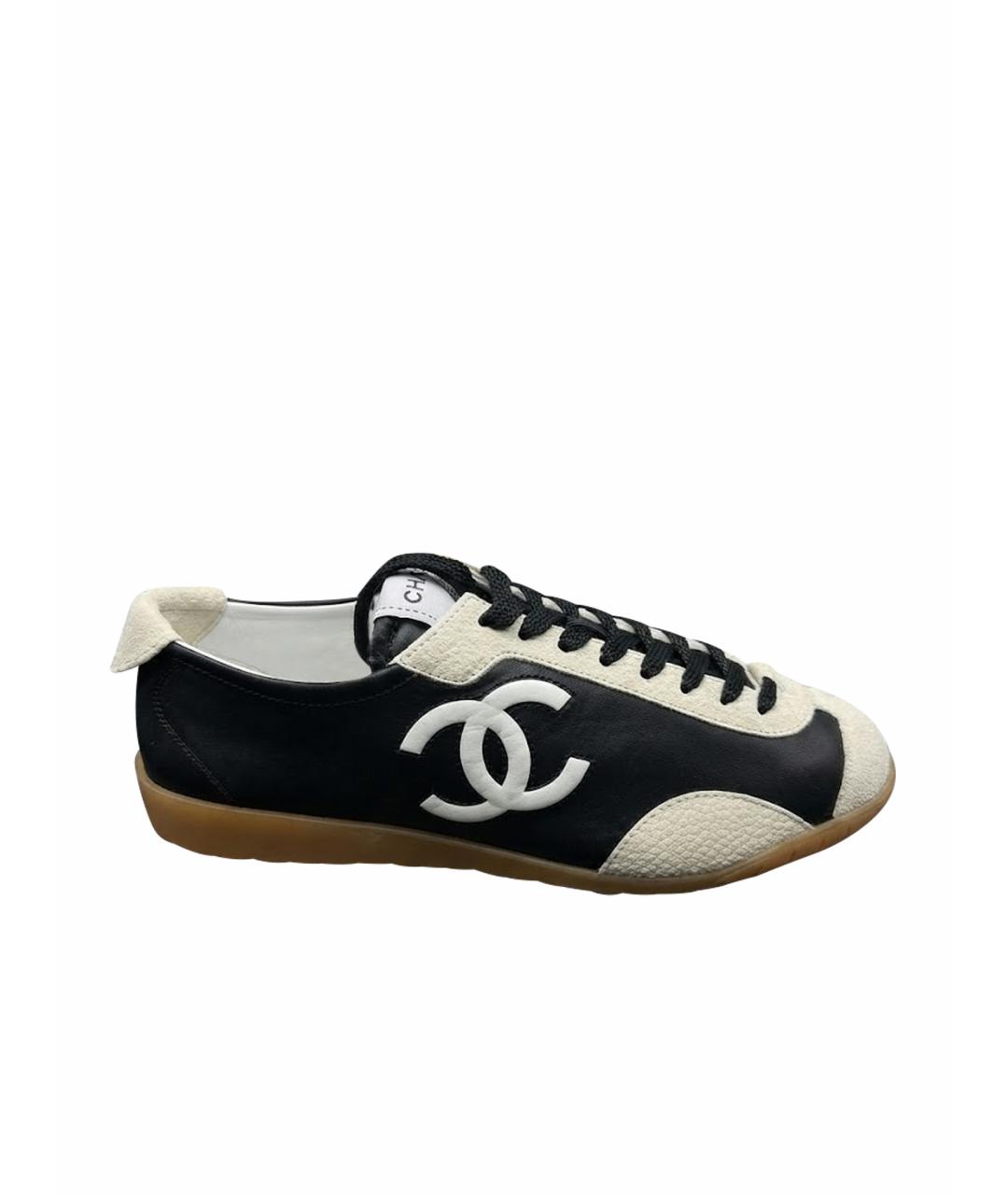 CHANEL Черные кожаные кеды, фото 1