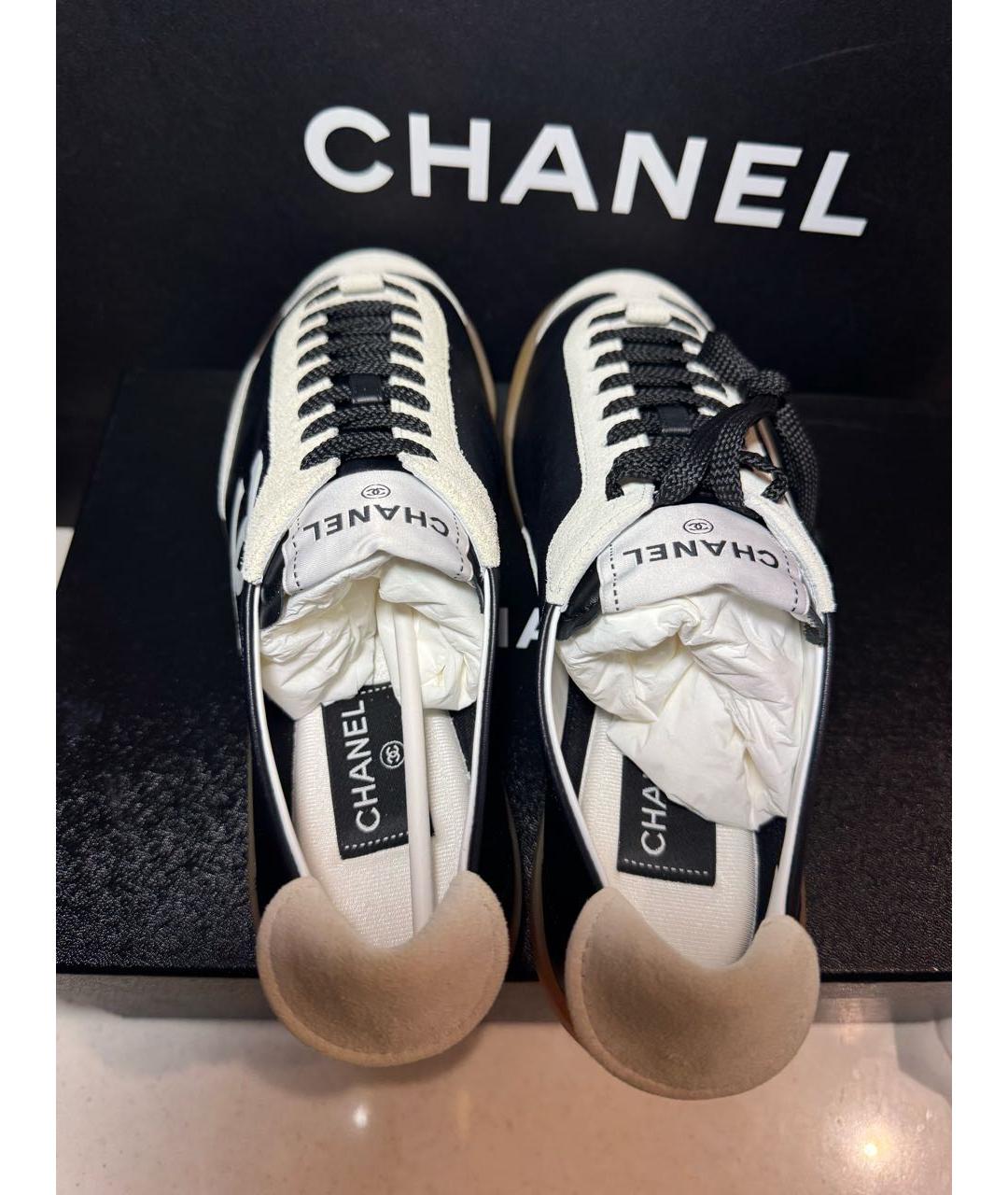 CHANEL Черные кожаные кеды, фото 3
