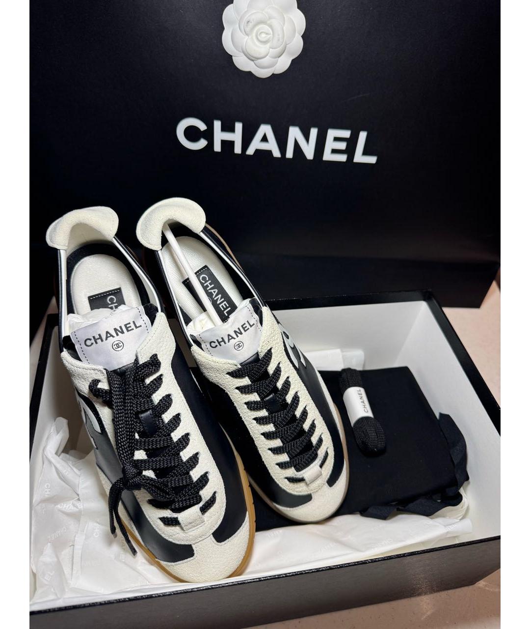 CHANEL Черные кожаные кеды, фото 5