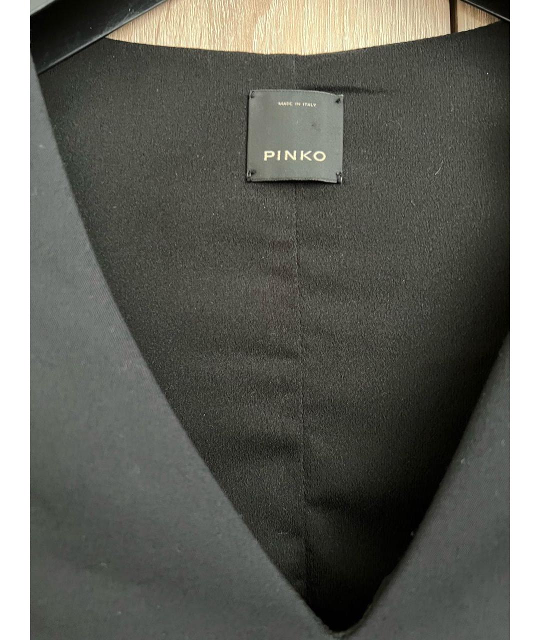 PINKO Черное хлопко-эластановое коктейльное платье, фото 4