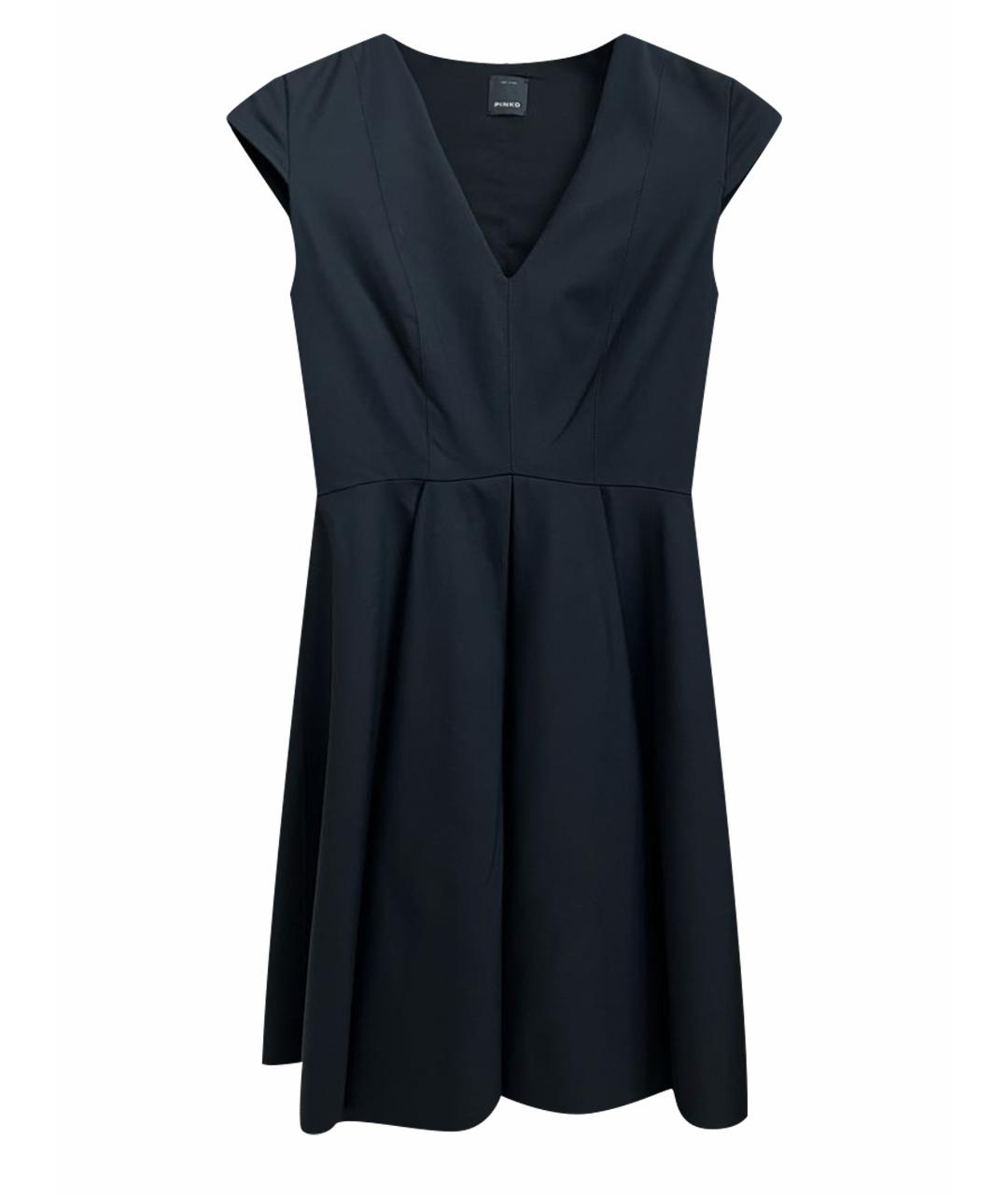 PINKO Черное хлопко-эластановое коктейльное платье, фото 1