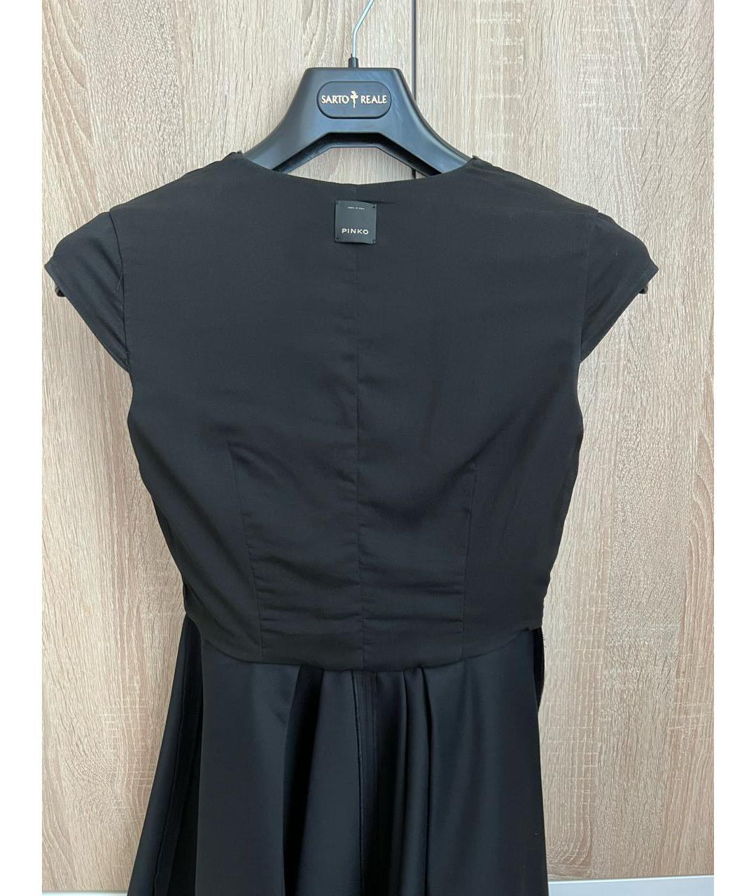 PINKO Черное хлопко-эластановое коктейльное платье, фото 3