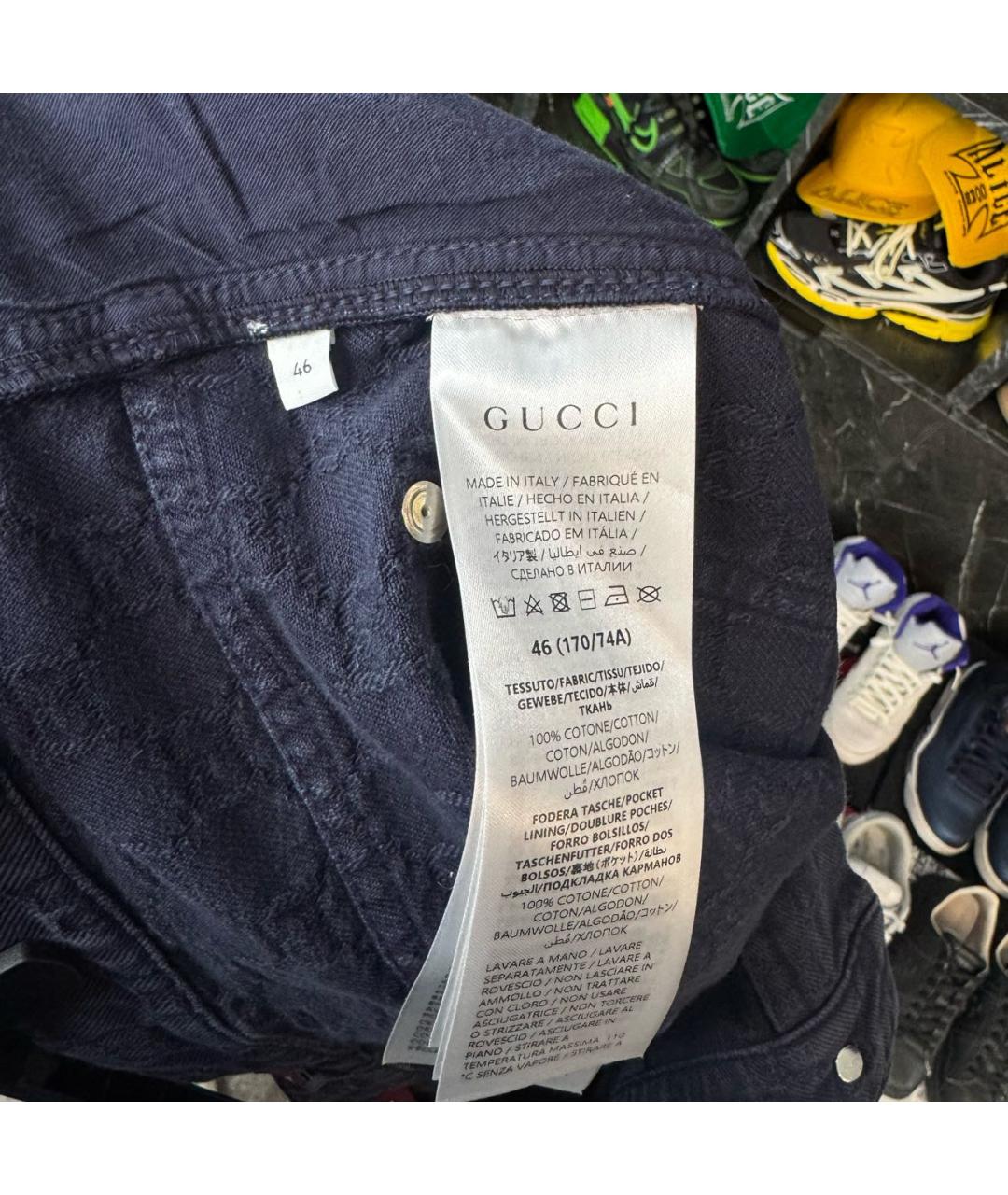 GUCCI Темно-синие хлопковые джинсы, фото 8