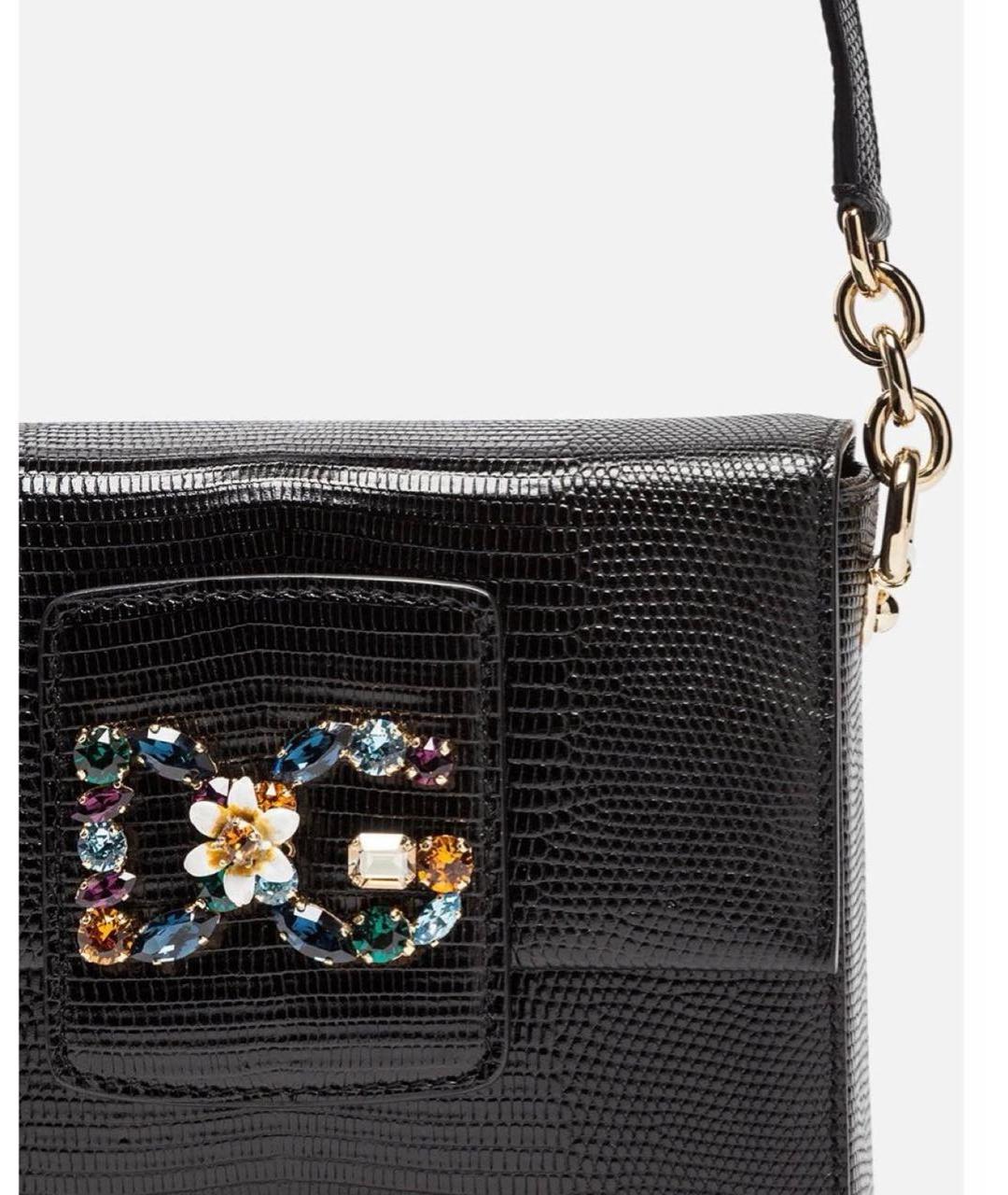 DOLCE&GABBANA Черная кожаная сумка через плечо, фото 3