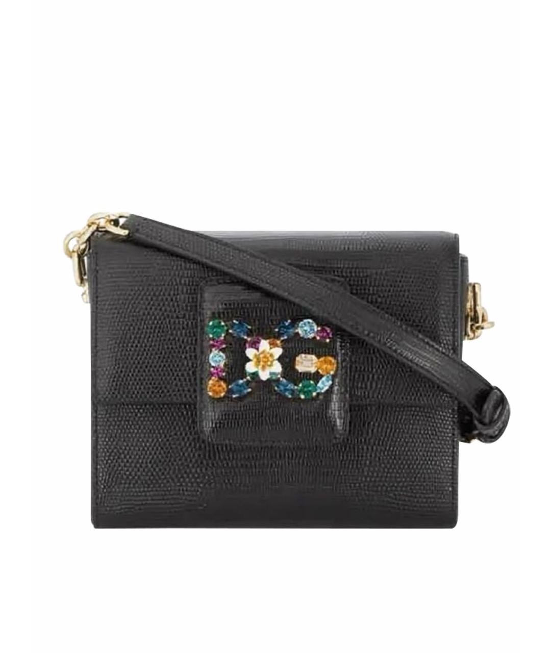 DOLCE&GABBANA Черная кожаная сумка через плечо, фото 1