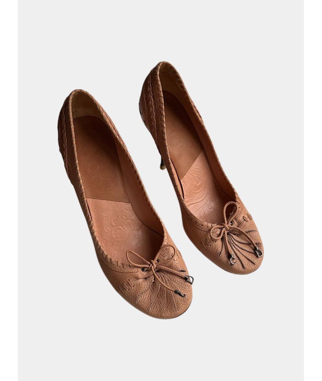 CHRISTIAN DIOR Коралловые кожаные туфли, фото 5