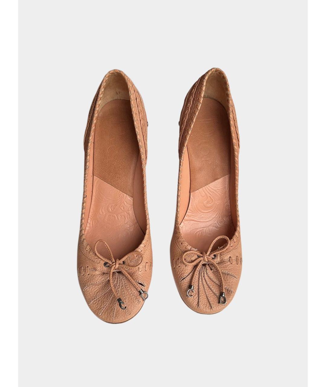 CHRISTIAN DIOR Коралловые кожаные туфли, фото 3