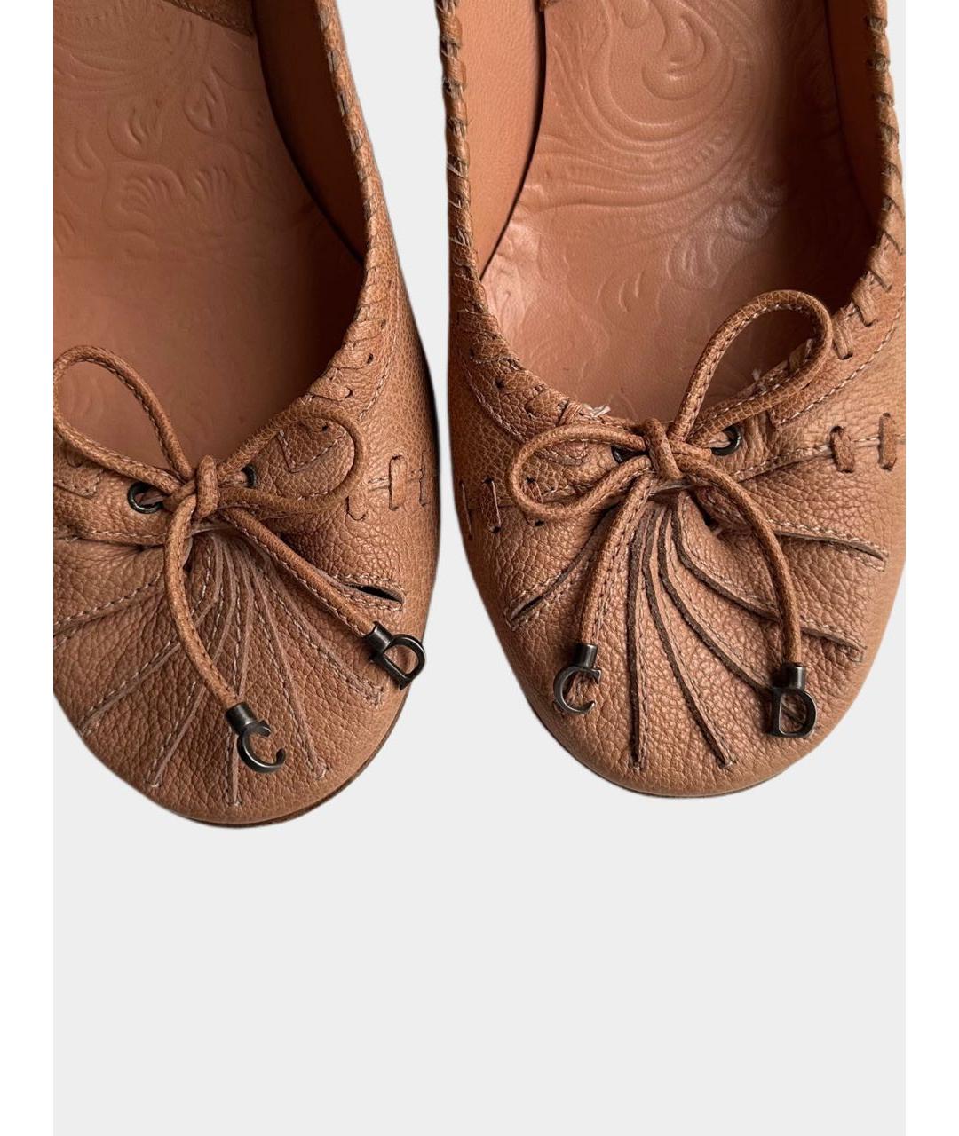 CHRISTIAN DIOR Коралловые кожаные туфли, фото 4