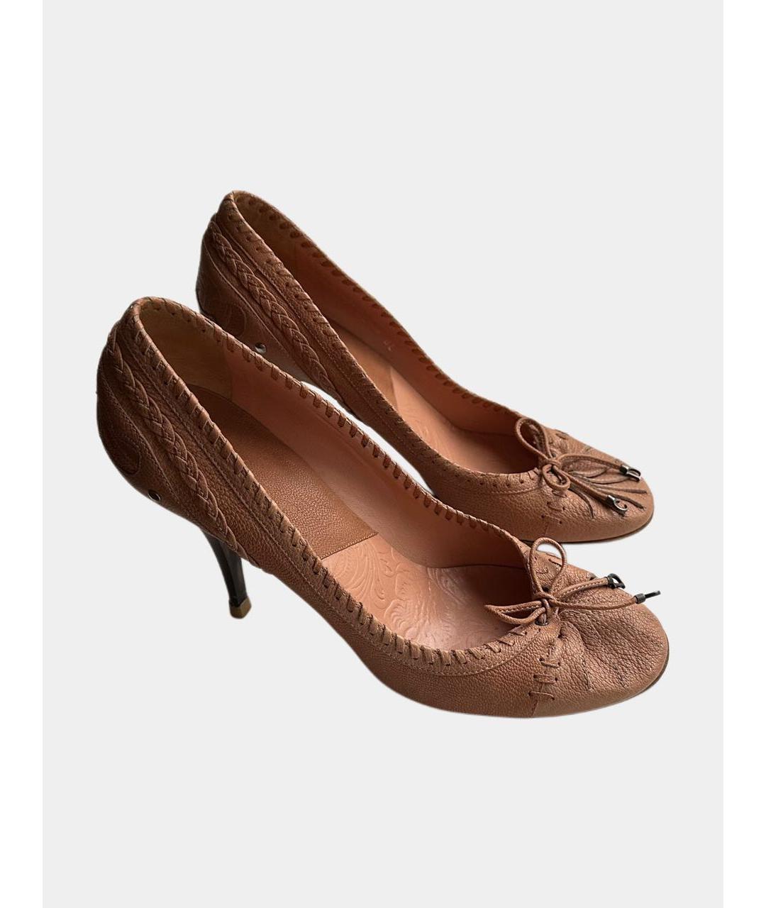 CHRISTIAN DIOR Коралловые кожаные туфли, фото 6