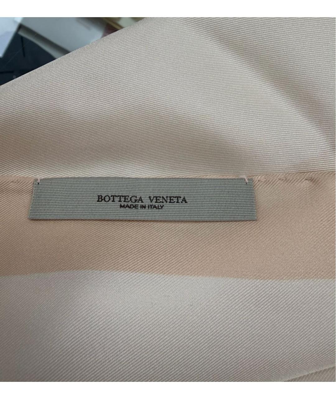 BOTTEGA VENETA Бежевый шелковый платок, фото 3