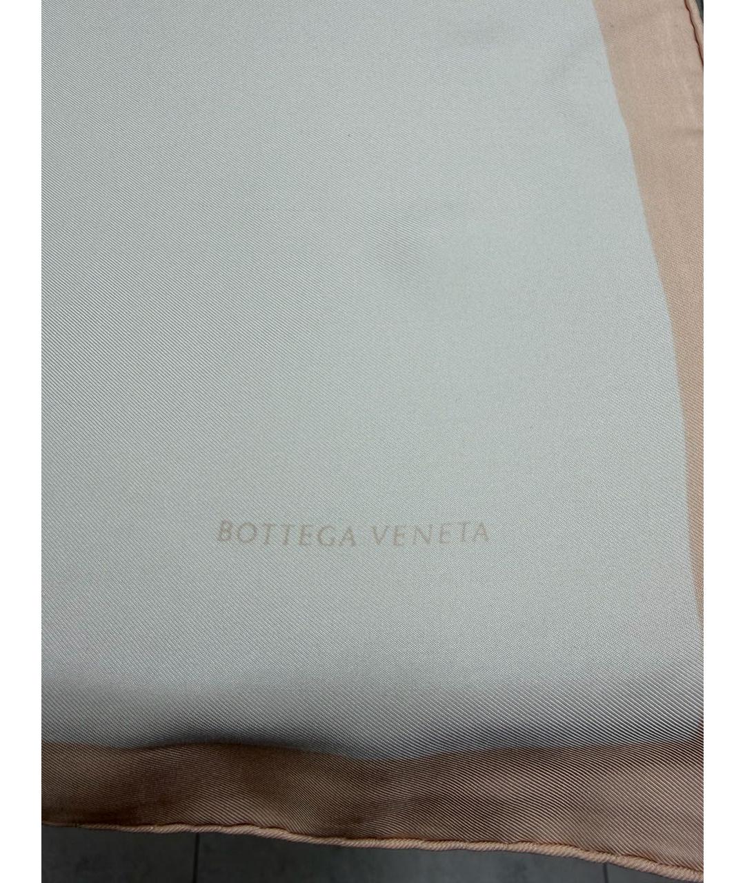 BOTTEGA VENETA Бежевый шелковый платок, фото 2