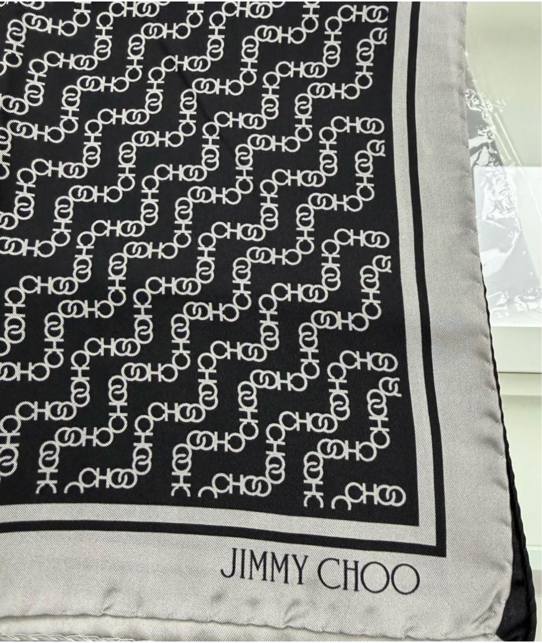 JIMMY CHOO Черный шелковый платок, фото 5