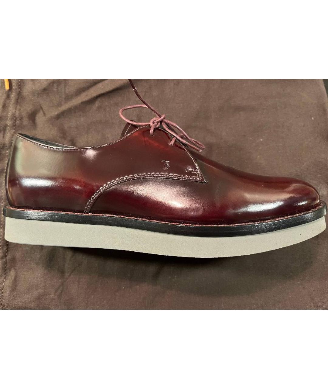 TOD'S Бордовые кожаные брогги и оксфорды, фото 4