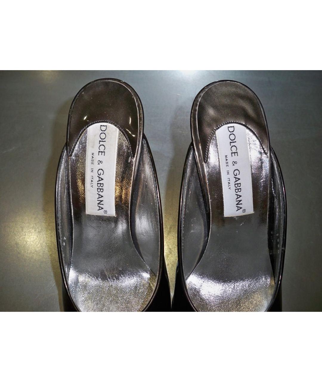 DOLCE&GABBANA Хаки мюли из лакированной кожи, фото 3