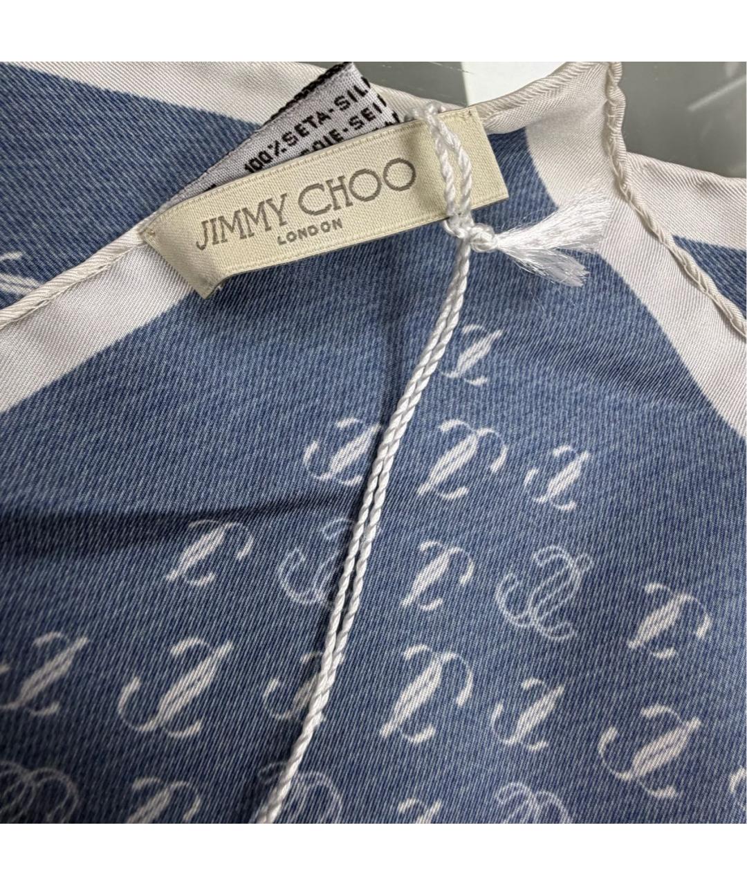 JIMMY CHOO Синий шелковый платок, фото 4