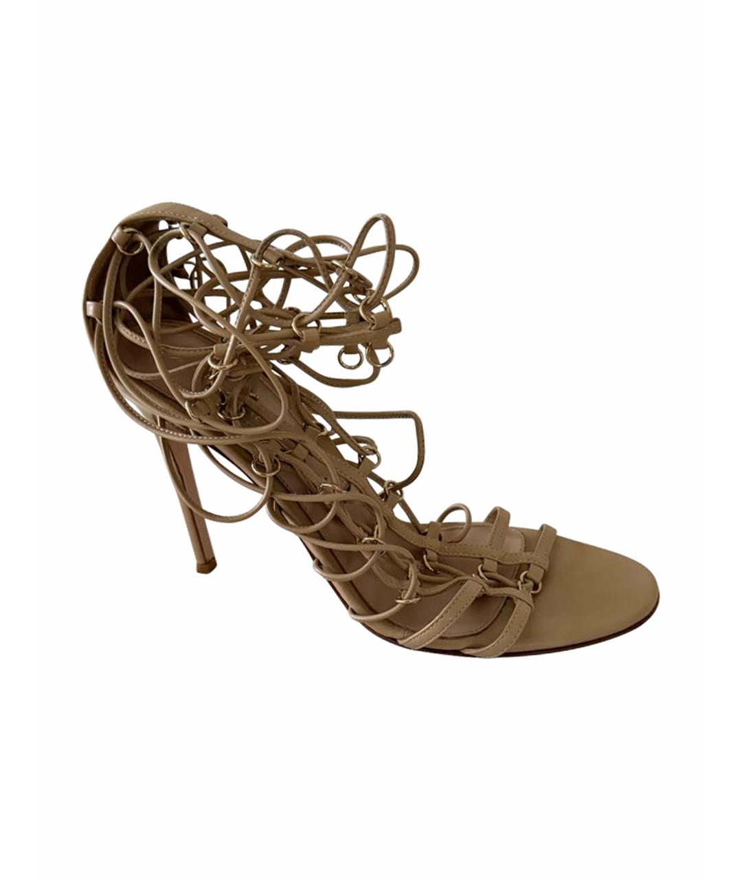 GIANVITO ROSSI Бежевые кожаные босоножки, фото 1