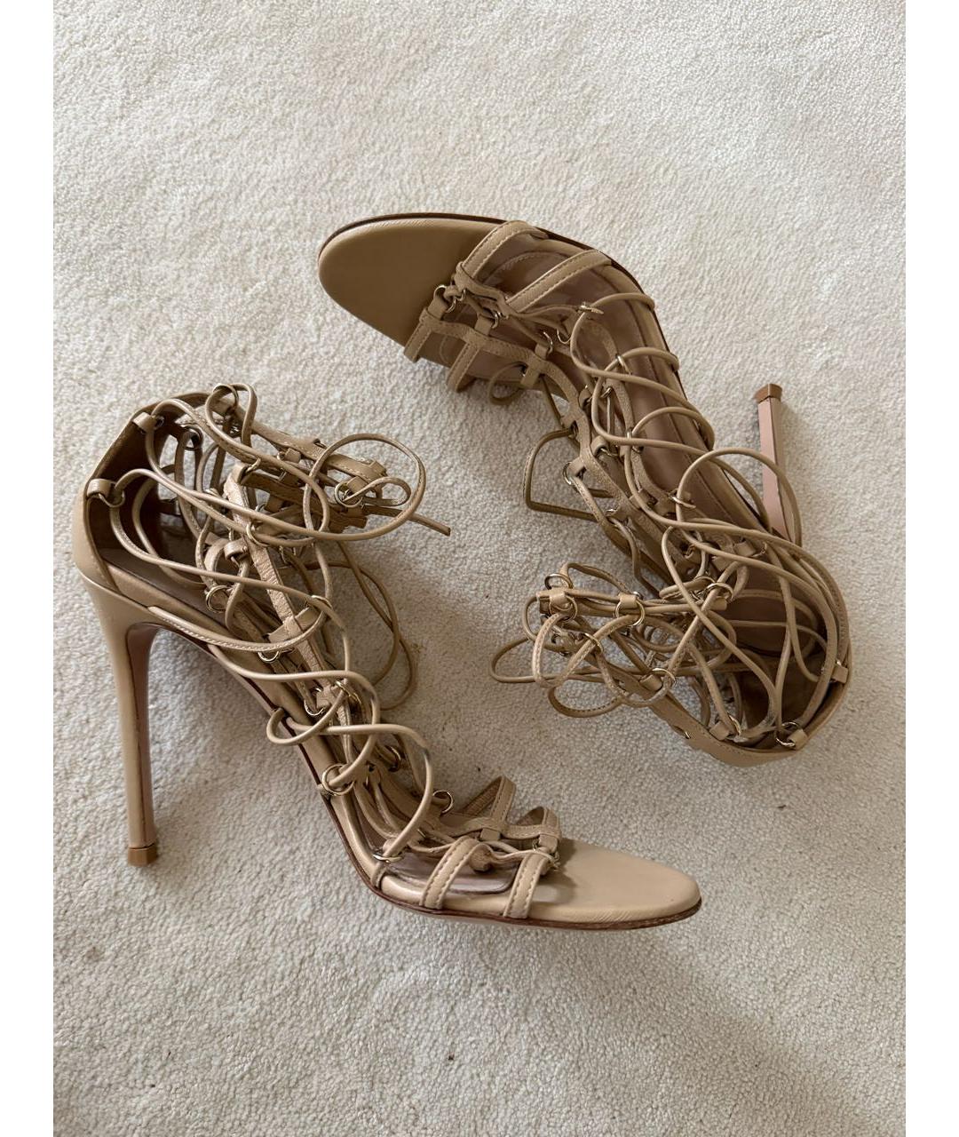 GIANVITO ROSSI Бежевые кожаные босоножки, фото 6