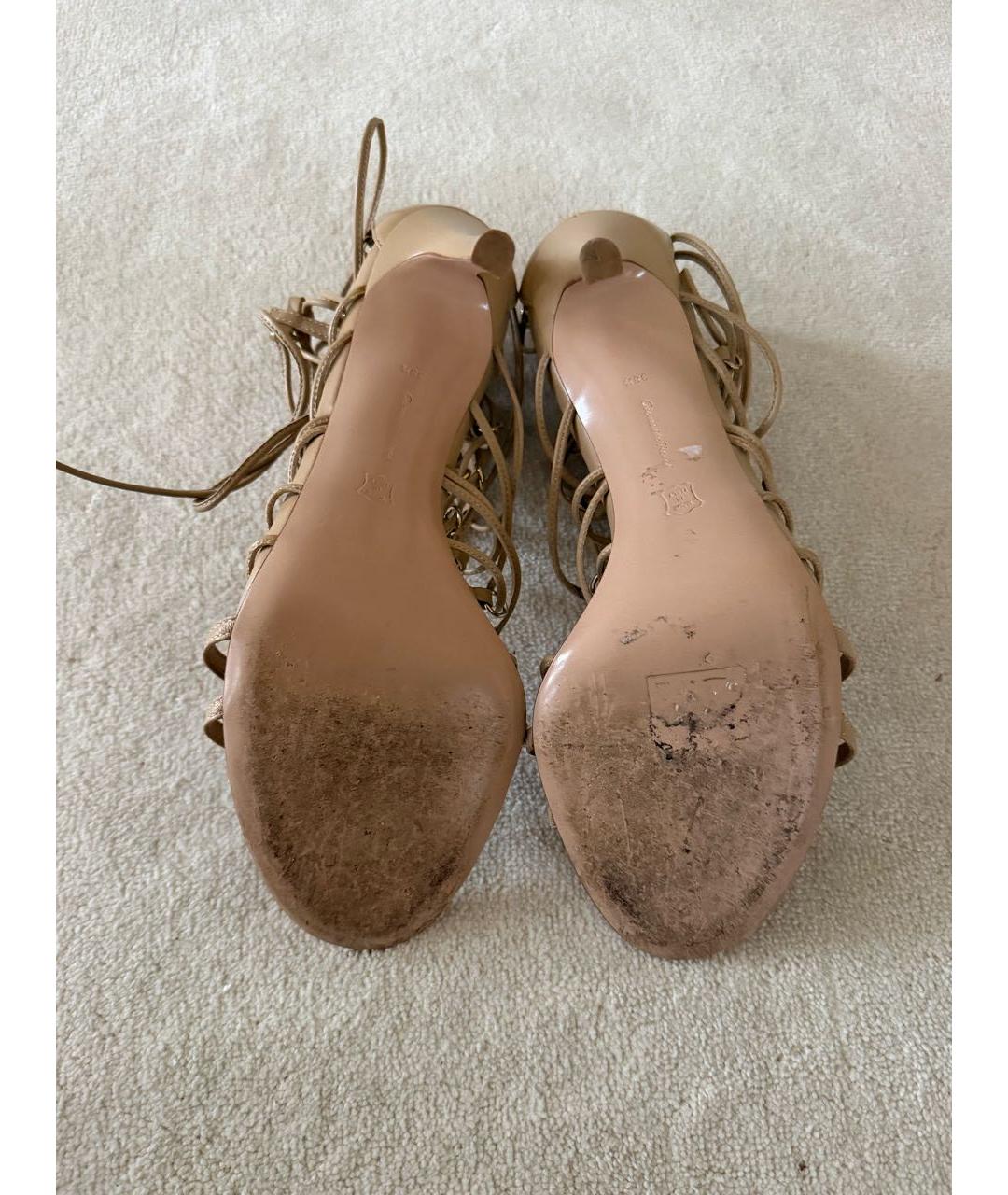 GIANVITO ROSSI Бежевые кожаные босоножки, фото 8