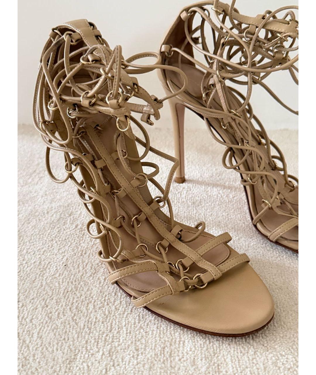 GIANVITO ROSSI Бежевые кожаные босоножки, фото 7