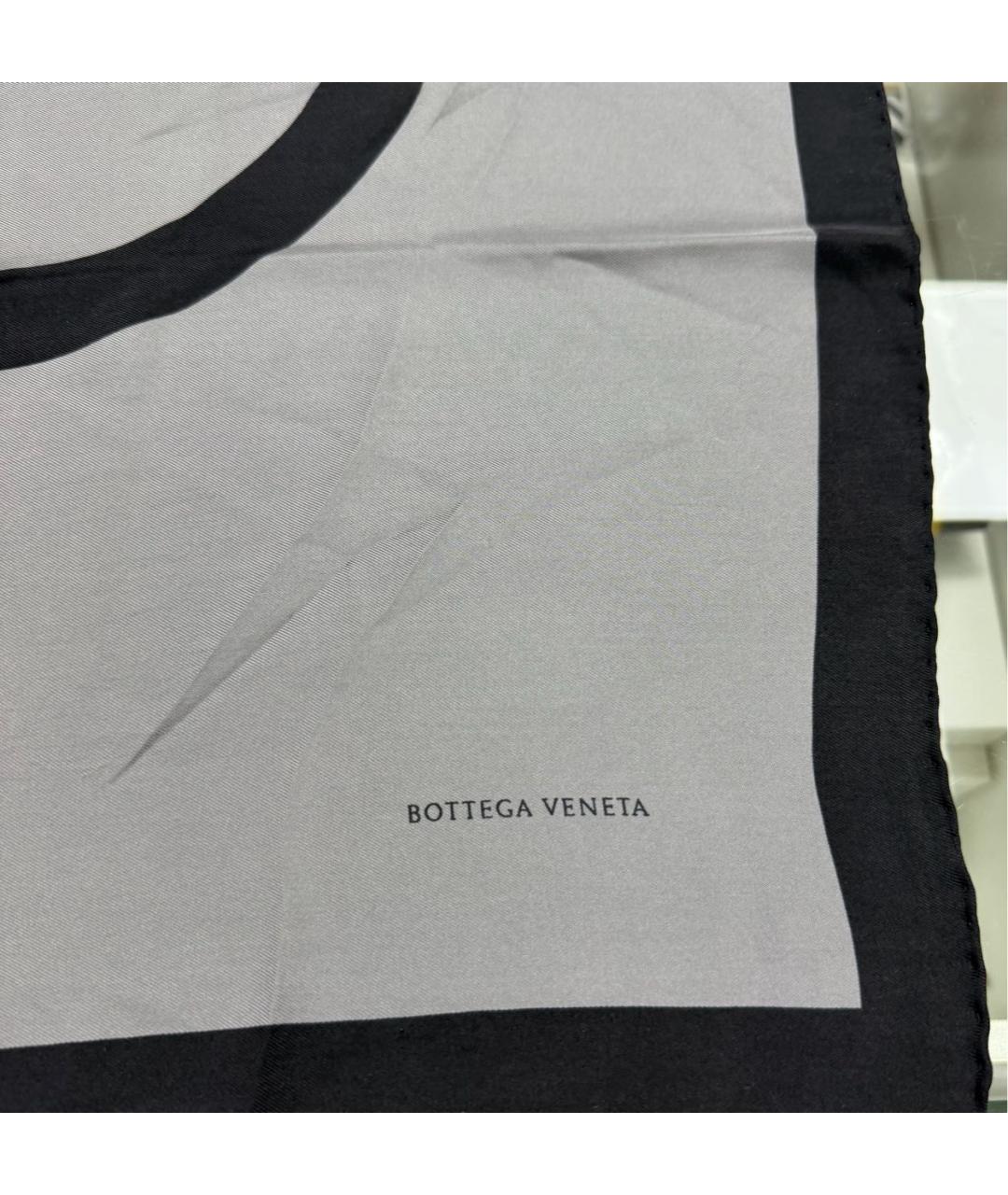 BOTTEGA VENETA Черный шелковый платок, фото 3